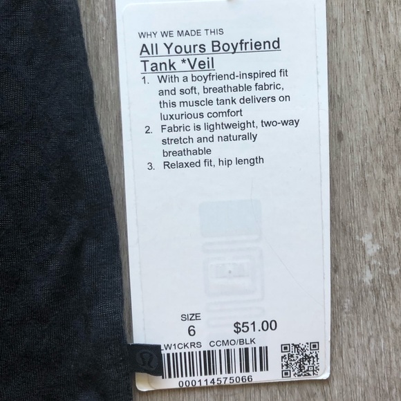 Sold Lululemon All Yours Boyfriend Tank *Veil - Picture 4 of 6